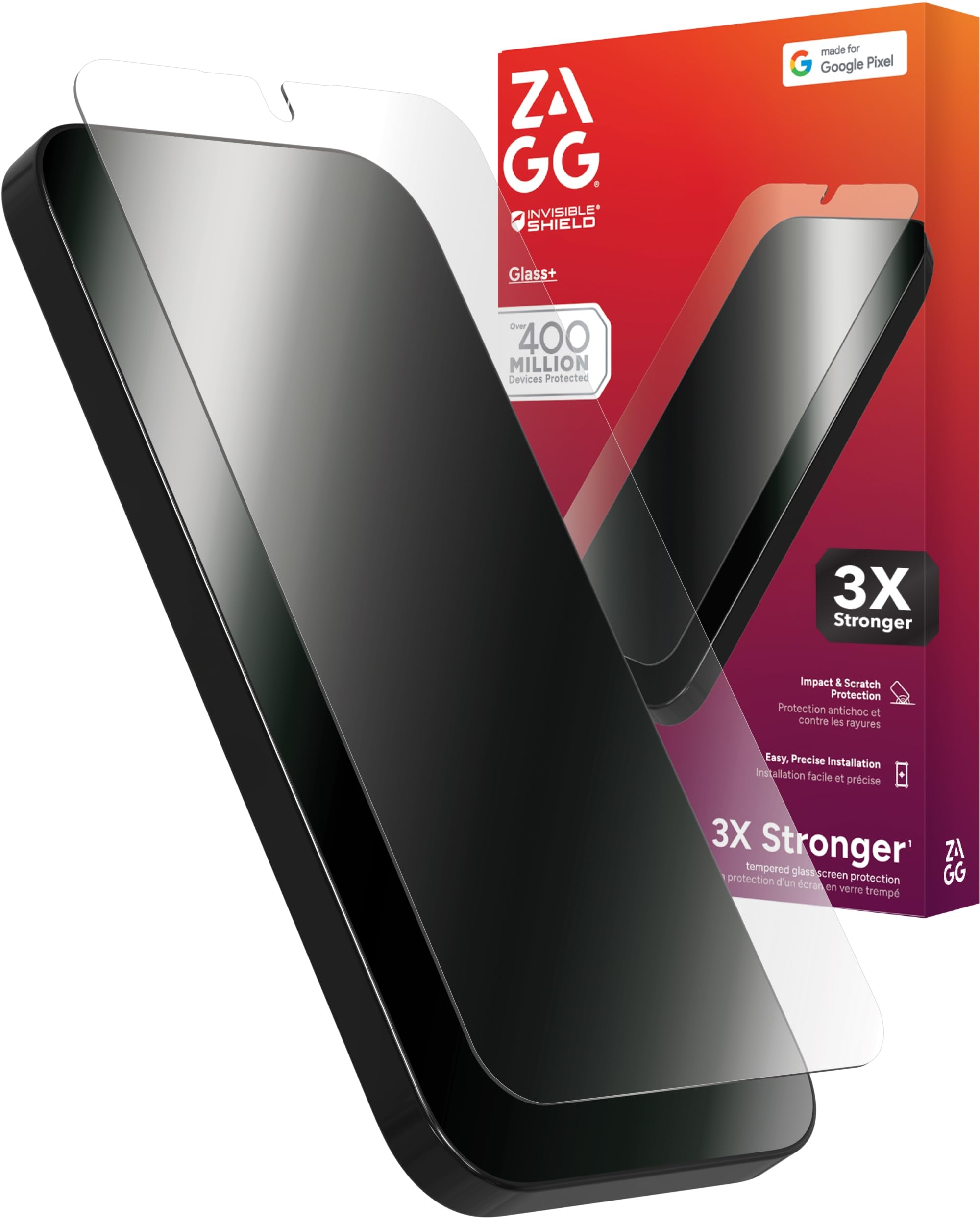 ZAGG Glass+ Google Pixel 10 Pro XL Screen Protector – Extreme Impact &amp; Shatter Protection, Scratch-Resistant, Smudge-Resistant, Fingerprint Scanner Compatible, InvisibleShield, Easy Installation
