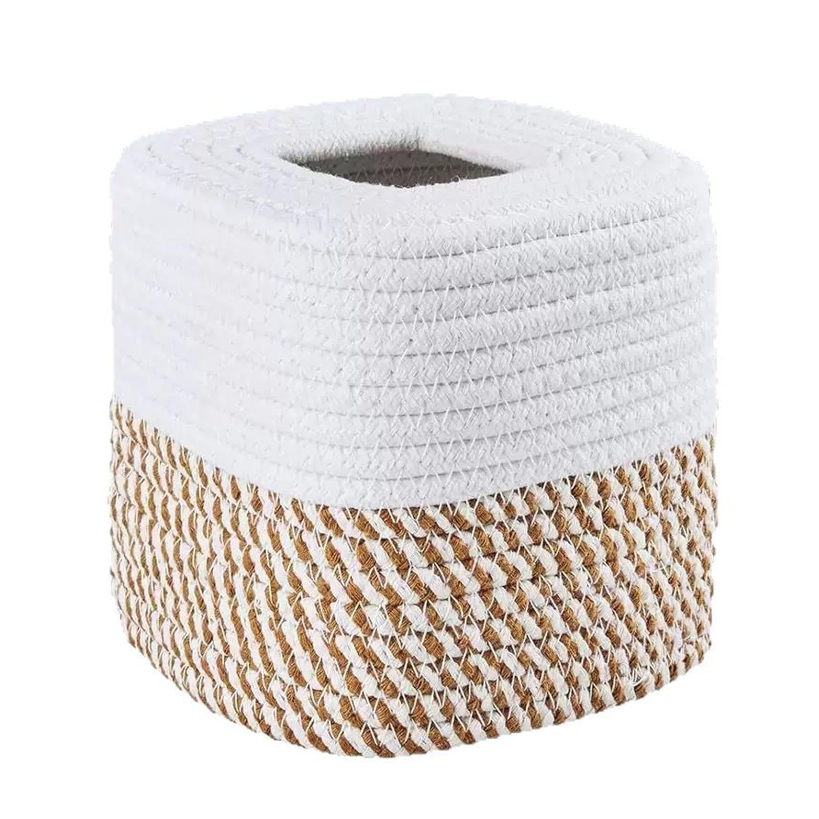 Zxfdsfdbnm Handwoven Tissue Box Square Design for Bedroom and Kitchen Counter Cotton Rope Square Tissue Box