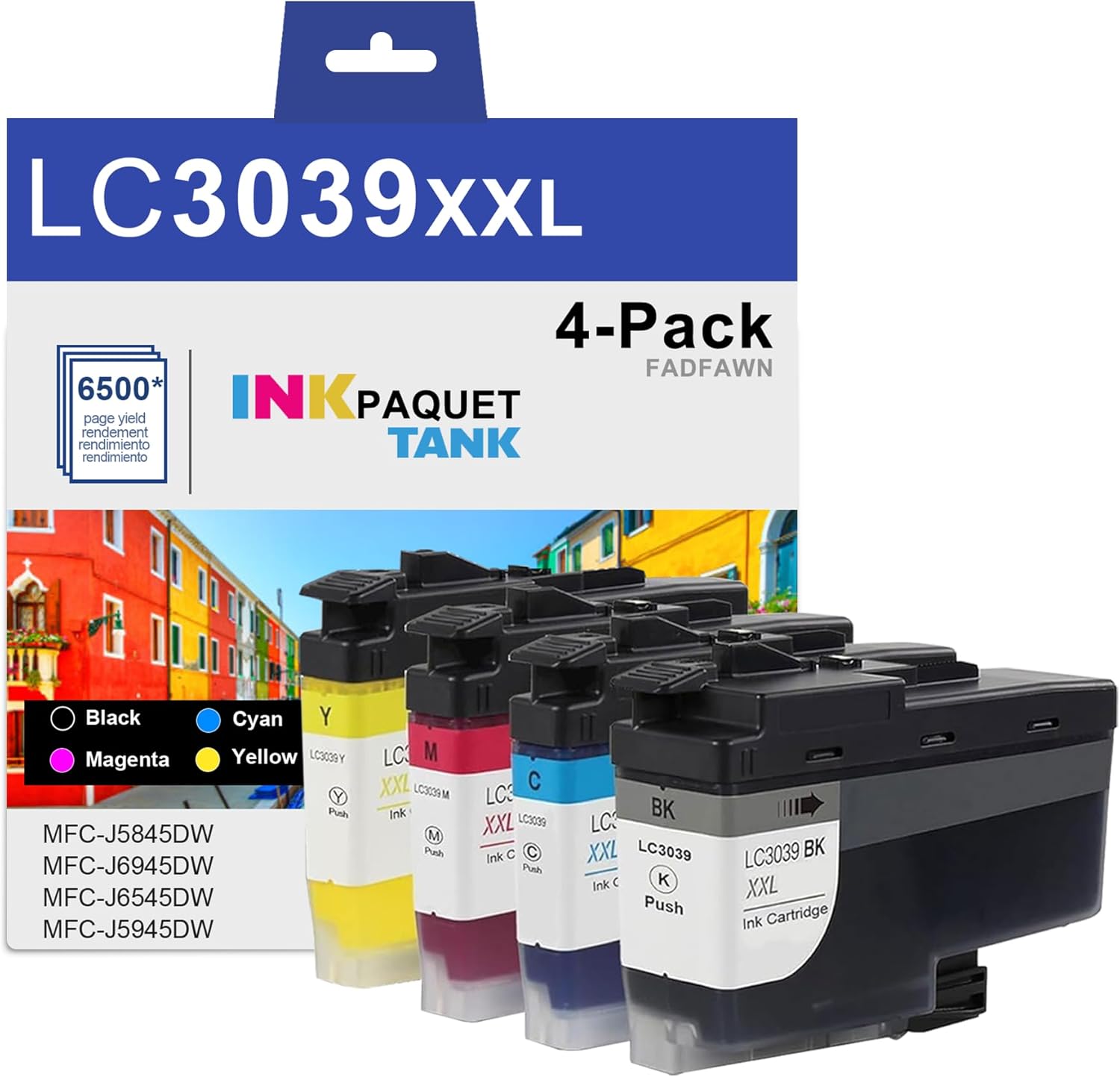 LC3039 BK/C/M/Y Ink Cartridge Ultra High-Yield (LC3039BK LC3039C LC3039M LC3039Y, 4-Pack) - LC3039XXL Ink Cartridges Replacement for Brother MFC-J5845DW MFC-J6945DW MFC-J6545DW MFC-J5945DW Printer