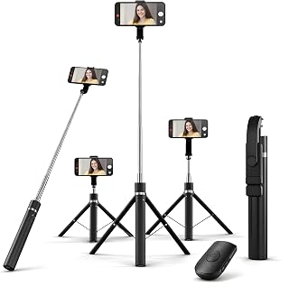 Selfie Stick Tripod with LED Light & Bluetooth, Aluminium 170cm/67 Inch Multi-Height Stand | 3-in-1 Selfie Stick, Tripod & Price In India