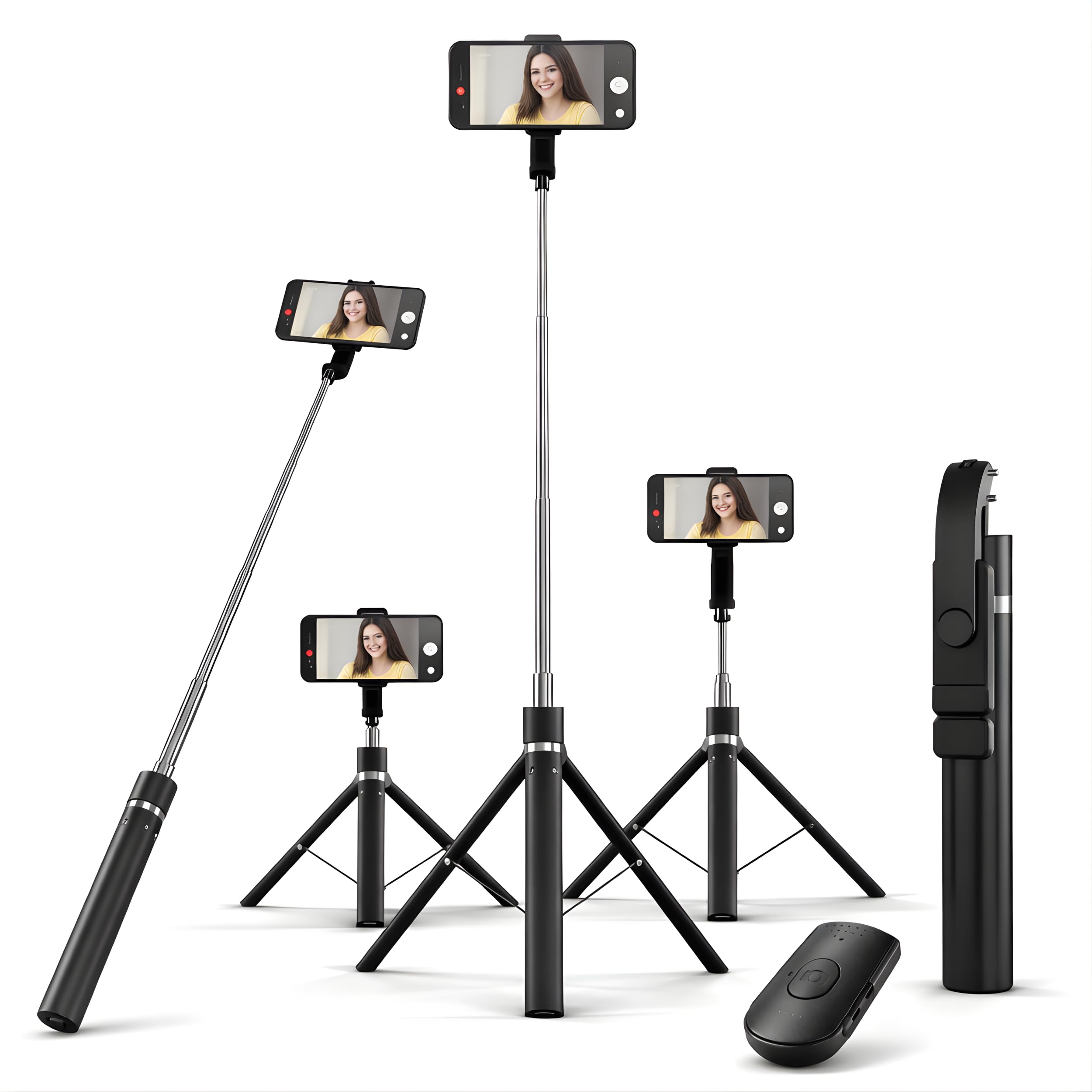 Selfie Stick Tripod with LED Light & Bluetooth, 170cm/67 Inch Multi-Height Stand | 3-in-1 Tripod, Selfie Stick & Phone Stand for Vlogging, Travel & Video Recording, Compatible with Phones & Camera-picture-18
