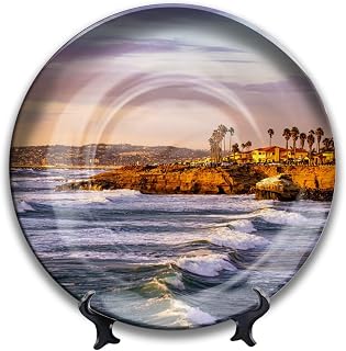 Decorative Plate USA California San Diego Sunset Cliffs Natural Park Tabletop Display Ornament Wall Art Travel Souvenirs Hanging Home Decor Gift d