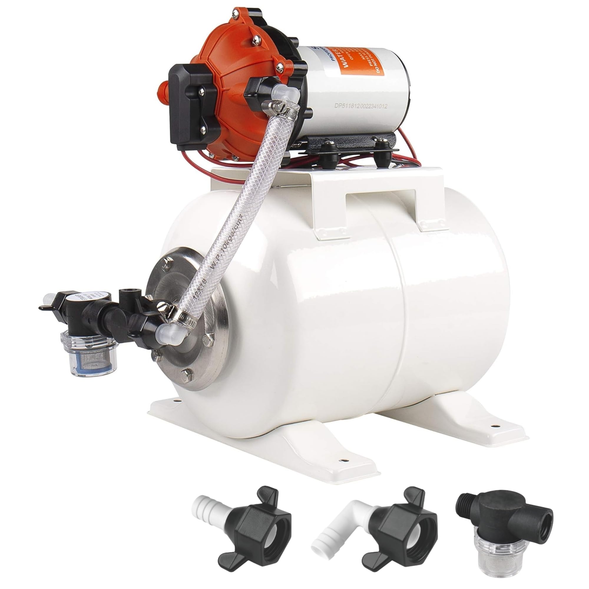 SEAFLO Marine Water Pump 12 V DC 60 PSI 5.5 GPM 2 Gallon Accumulator Tank System | Accumulator Pressure Boost System for Smooth and Quiet Operation | 4-Year Warranty