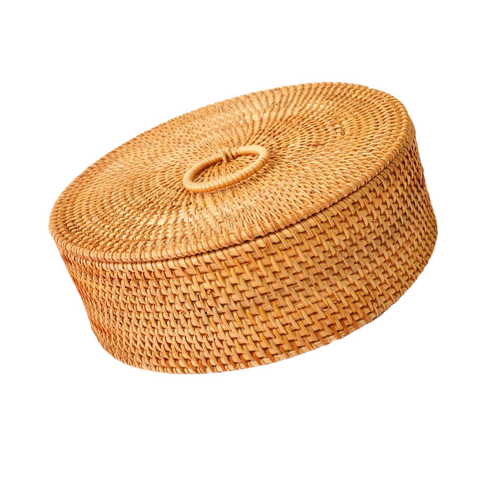 Handwoven Water Hyacinths Storage Basket with Breathable Lid, Natural Fiber for Bedroom Closet Decoration Handwoven Rattan Storage with Lid Handcraft Rattan Organizers