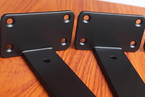 Vista 241 de Paquete de 16 soportes de estante en L ocultos negros de 6 pulgadas (1/5 pulgadas de grosor) soportes flotantes de hierro para estantes industriales