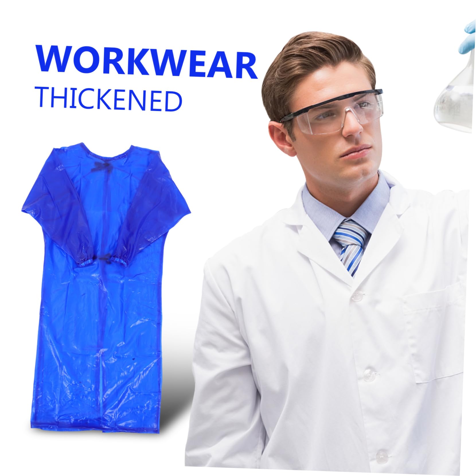 UKCOCO Langarmbluse Wasserfeste Kleidung Wasserdichte Schürzen Zum Geschirrspülen Arbeitsschutzkleidung Wasserdichte Schürzen Für Damen Schwere Arbeit Langarm-schutzschürze Blue Pvc