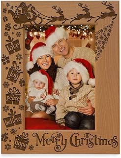 Anuncio Patrocinado - Kate POSH - Marco de fotos con texto en inglés "Merry Christmas Love Peace Joy Believe Hope, The Mag...