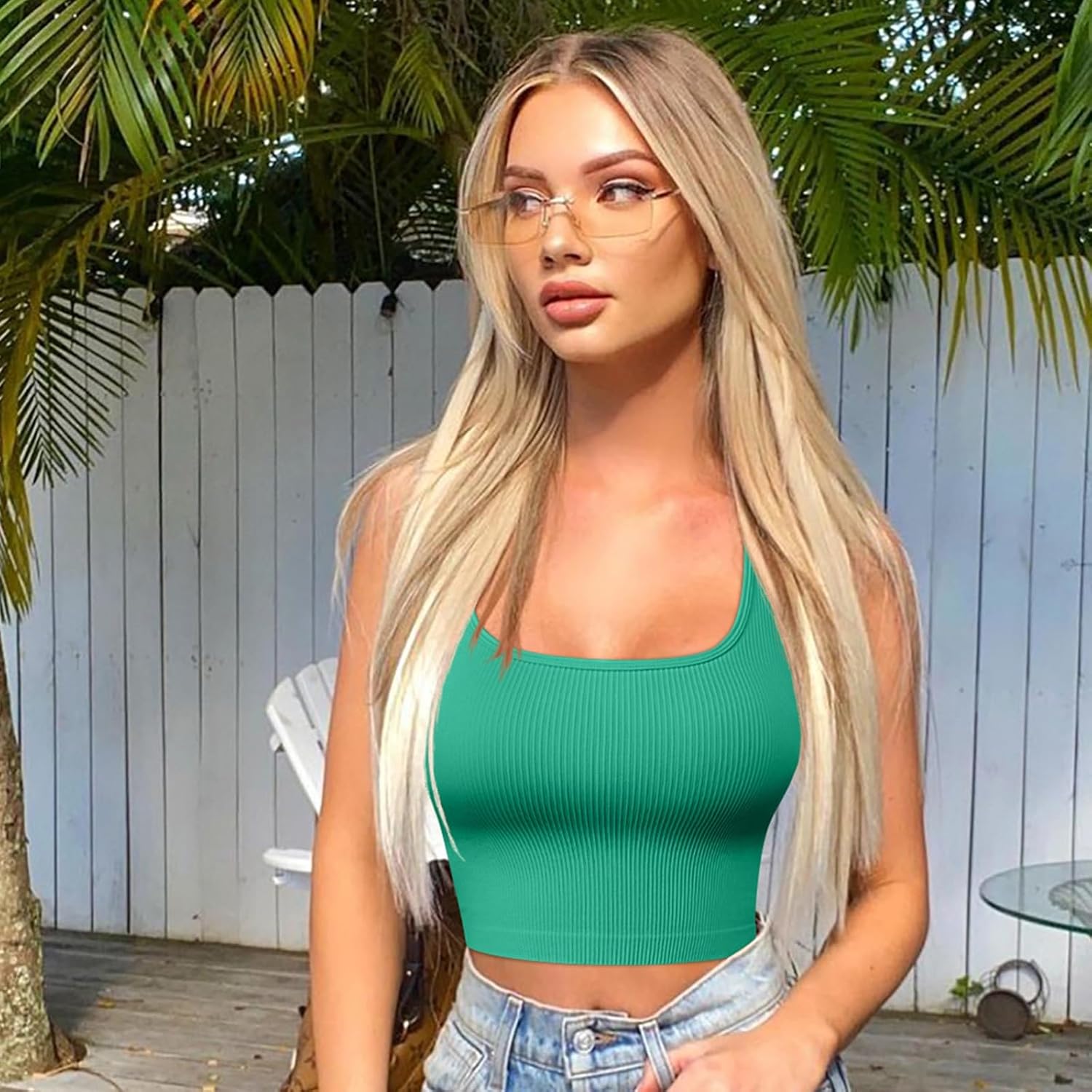 4 Piece Workout Sets For Women Ribbed Leggings Clothes Yoga Sets Active Wear Matching Work Out Sets Gym Pilates Outfits - Image 4