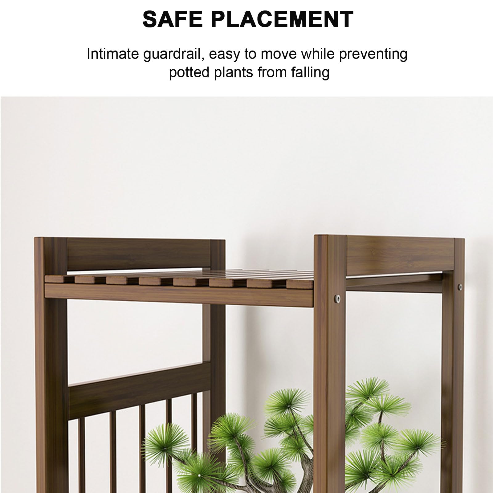 Wysoka podstawa zakładu w pomieszczeniu, Stands roślinne w stylu chińskim, Stojak bez drewna Półka na wystawę kwiatową do salonu, patio, balkonu, koloru orzecha włoskiego,3 Tiers