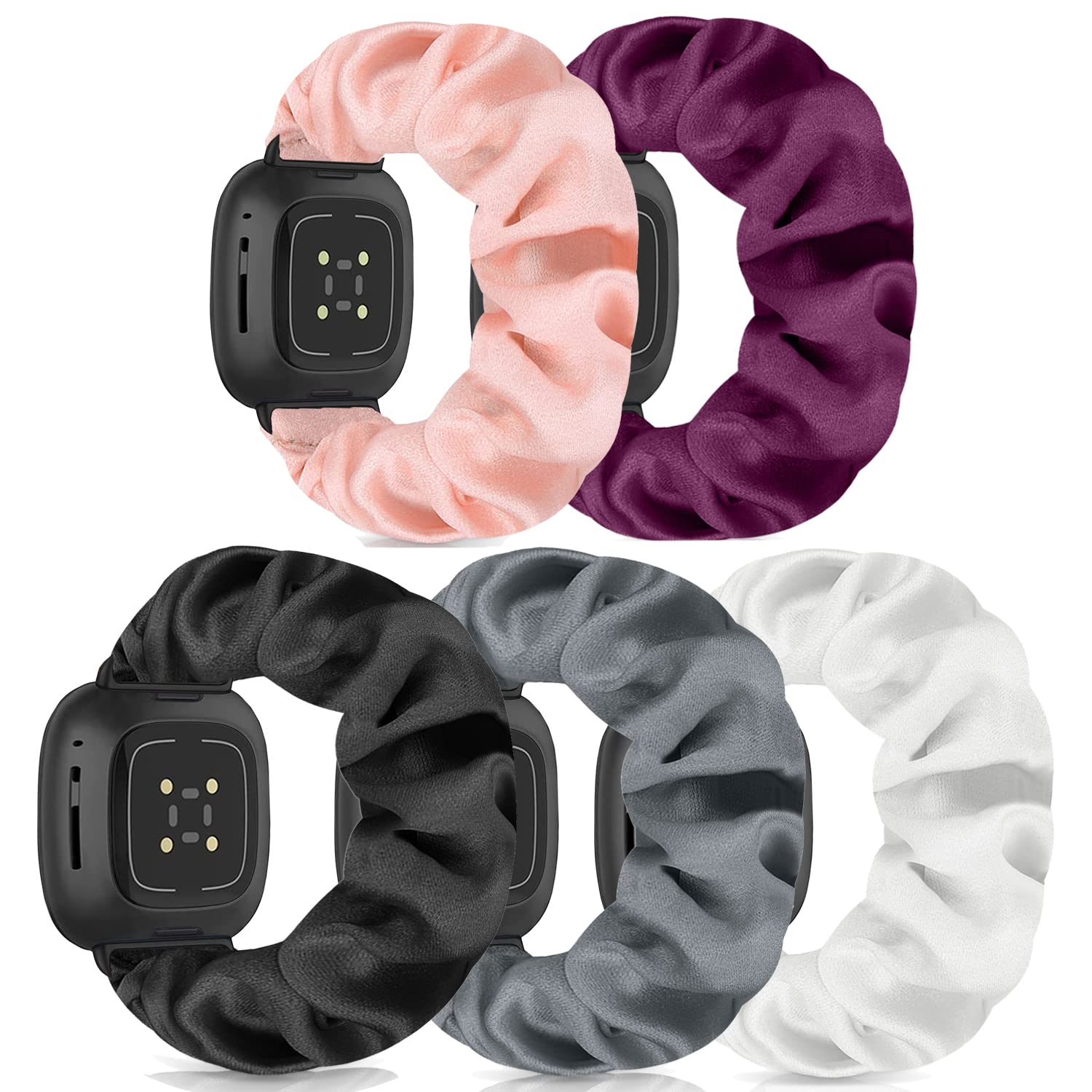 Bracelet de montre chouchou pour femme compatible avec Fitbit Versa 4/Versa 3/Sense/Sense 2