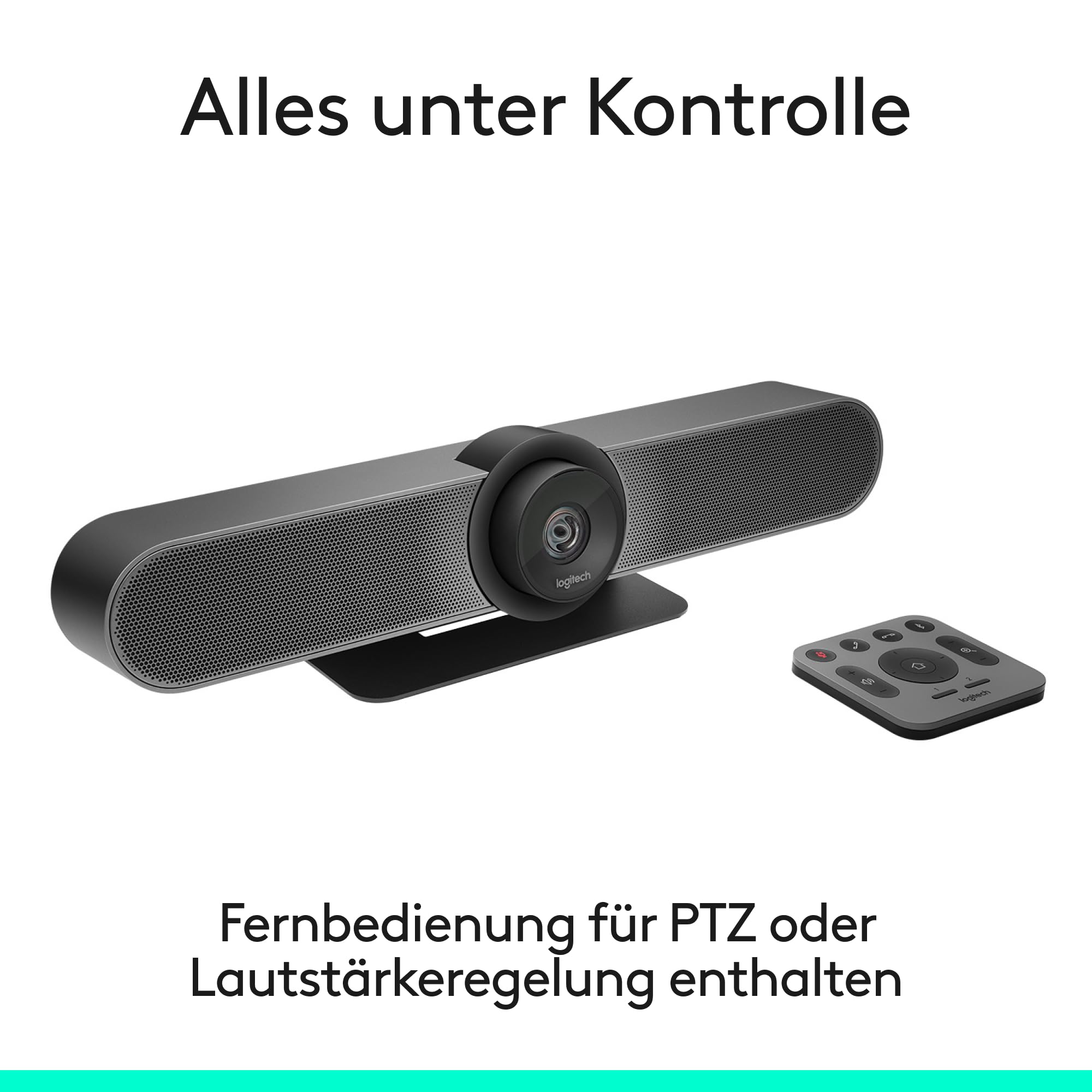 Logitech Business MEETUP Videokonferenz-Webcam,Ultra-HD 4K, 120° Blickfeld,Motorisierte Neigung, Integrierte Lautsprecher,Full Duplex & Advanced Beamforming Mikrofone,kleinere Meetingräume - Schwarz