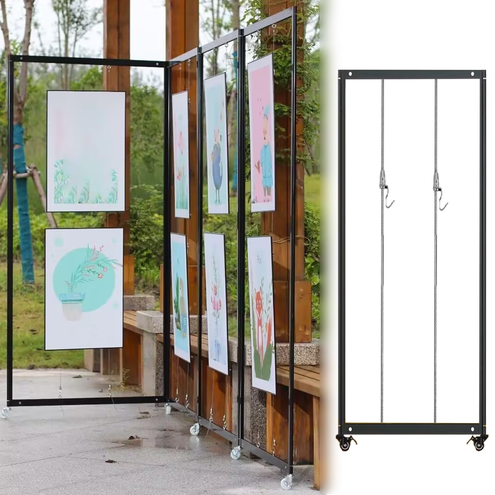 Caballete Pintura de Suelo Expositor para Exposiciones de Pintura, Panel Publicitario para Exteriores, Caballete Plegable Móvil para Cuadros/Fotografías, Expositor(10 pcs,100x180 cm/3.3x5.9 ft)