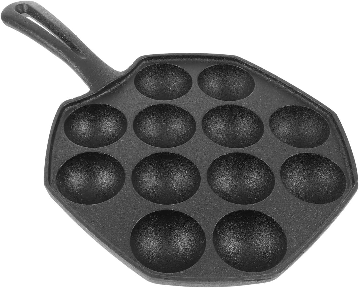 Takoyaki Baking Pan Quail Egg Frying Pan Cast Iron Takoyaki Mold with Heat-Resistant Handle 11.41 X 7.08 X 1.57 in for Home Kitchen Outdoor Bbq