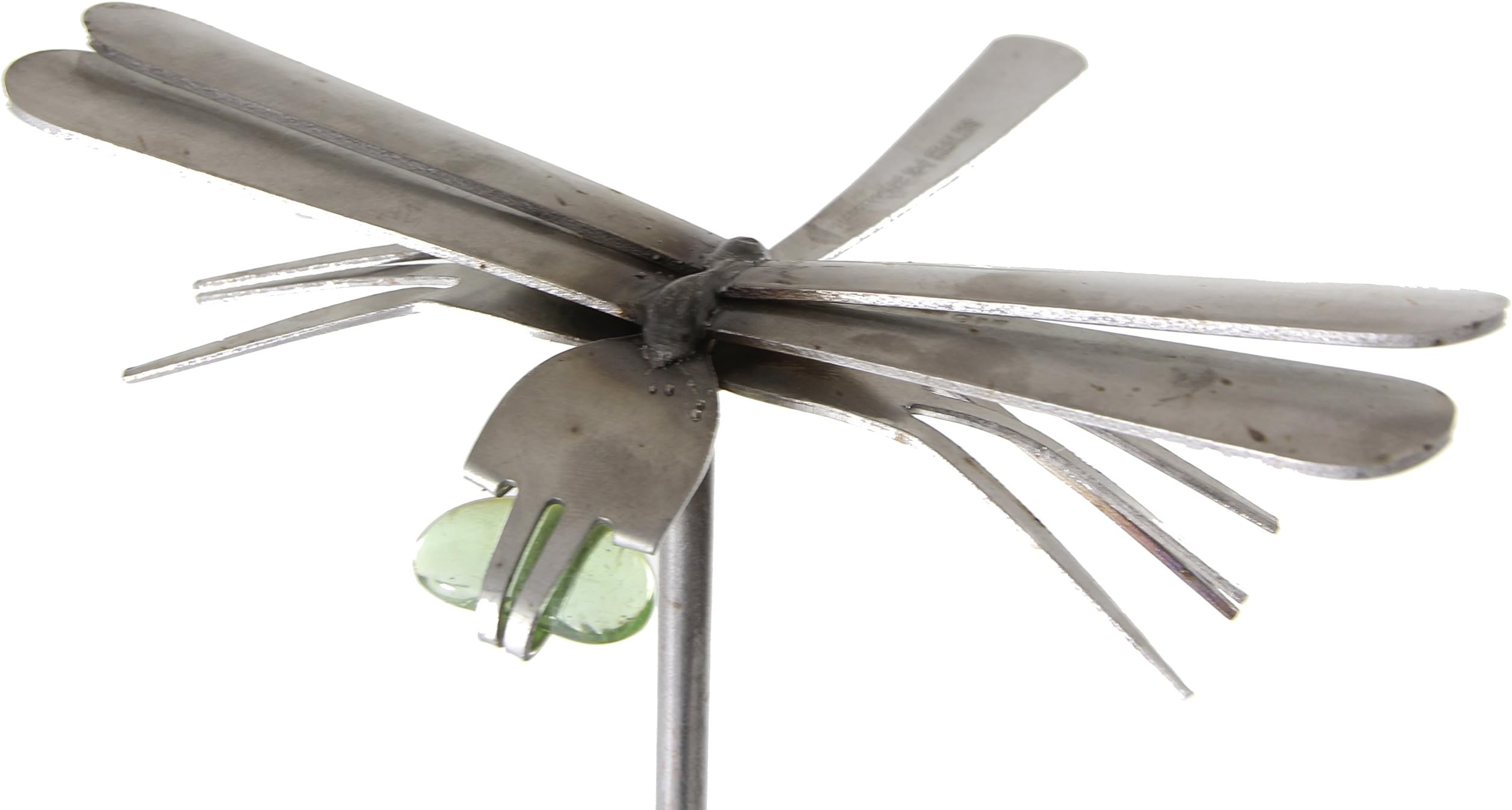 Forked Up Art G13 Stainless Steel Fork and Spoon Dragonfly Stake Sculpture