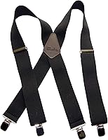 Holdup 2" Wide Contractor Suspenders for Men - Patented No-Slip Metal Clips, Heavy Duty X-Back, Up to 6ft Fit