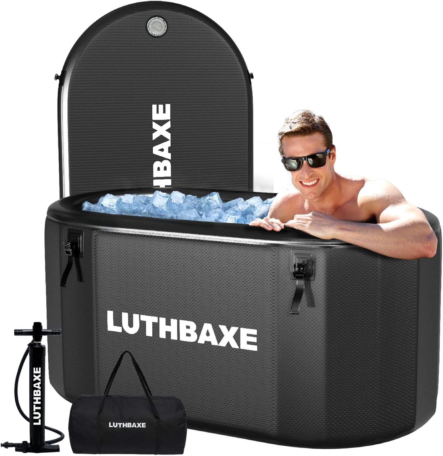 Cold Plunge | Upgraded 218 Gallon Inflatable Ice Freestanding Bathtub with 5 Layers Durable Design | Portable Cold Water Bath for Athletes' Recovery | Ice Bath for Outdoor