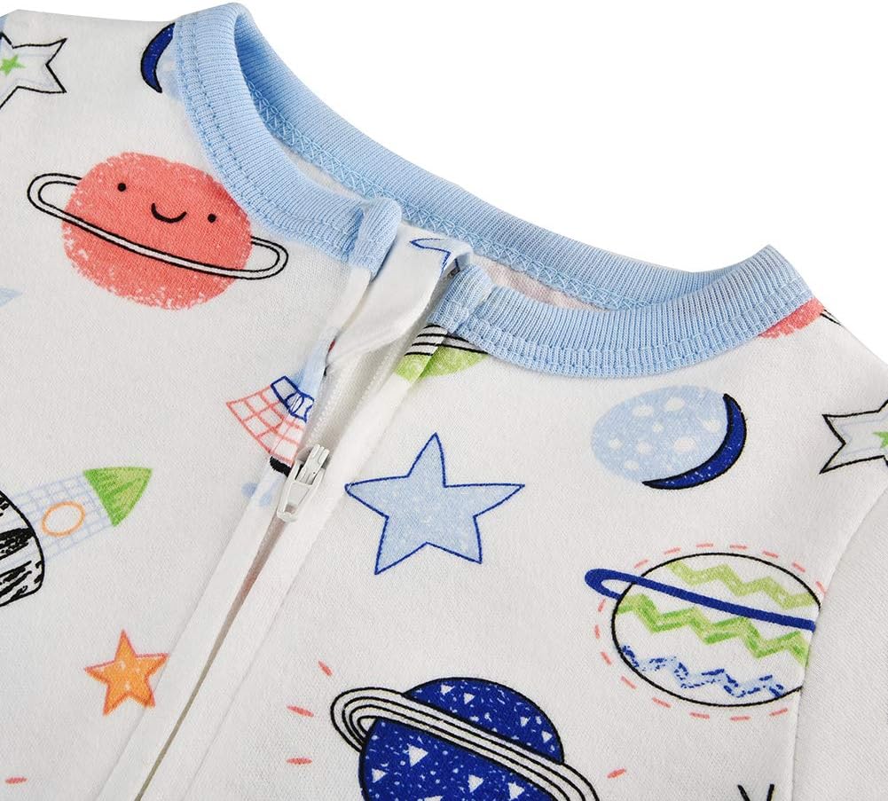 Aablexema Baby Footie Pajamas with Mittens - 3Pcs Infant Cotton Footed One Piece Sleepwear Outfits - Image 4