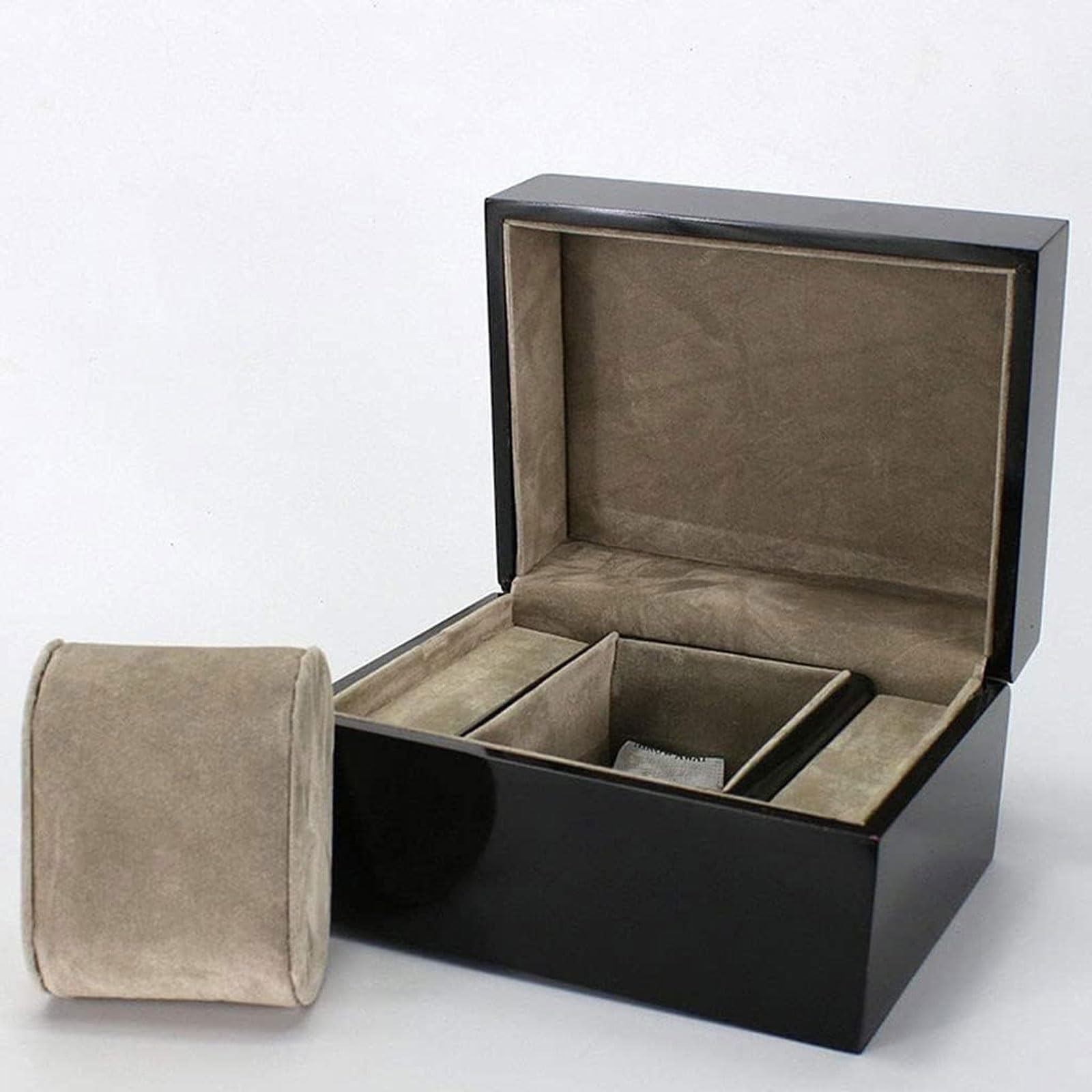 Caja portátil de madera for relojes individuales de 13,5 cm/5,3 pulgadas, for exhibir broches y joyas, ideal for relojes y accesorios valiosos.