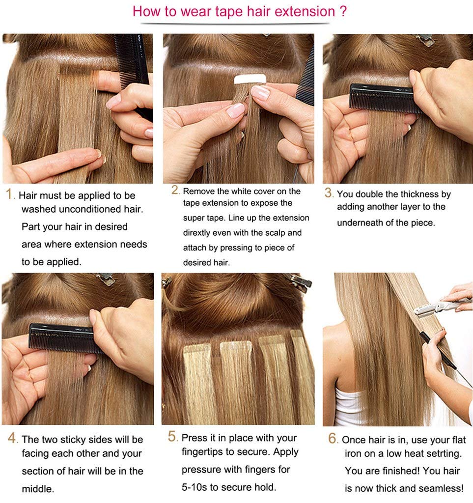 22 Inch Human Hair Tape In Extensions 50g Brazilian Seamless Skin Weft Amazon.com : RemeeHi Tape in Hair Extensions Human Hair 22  main image 3