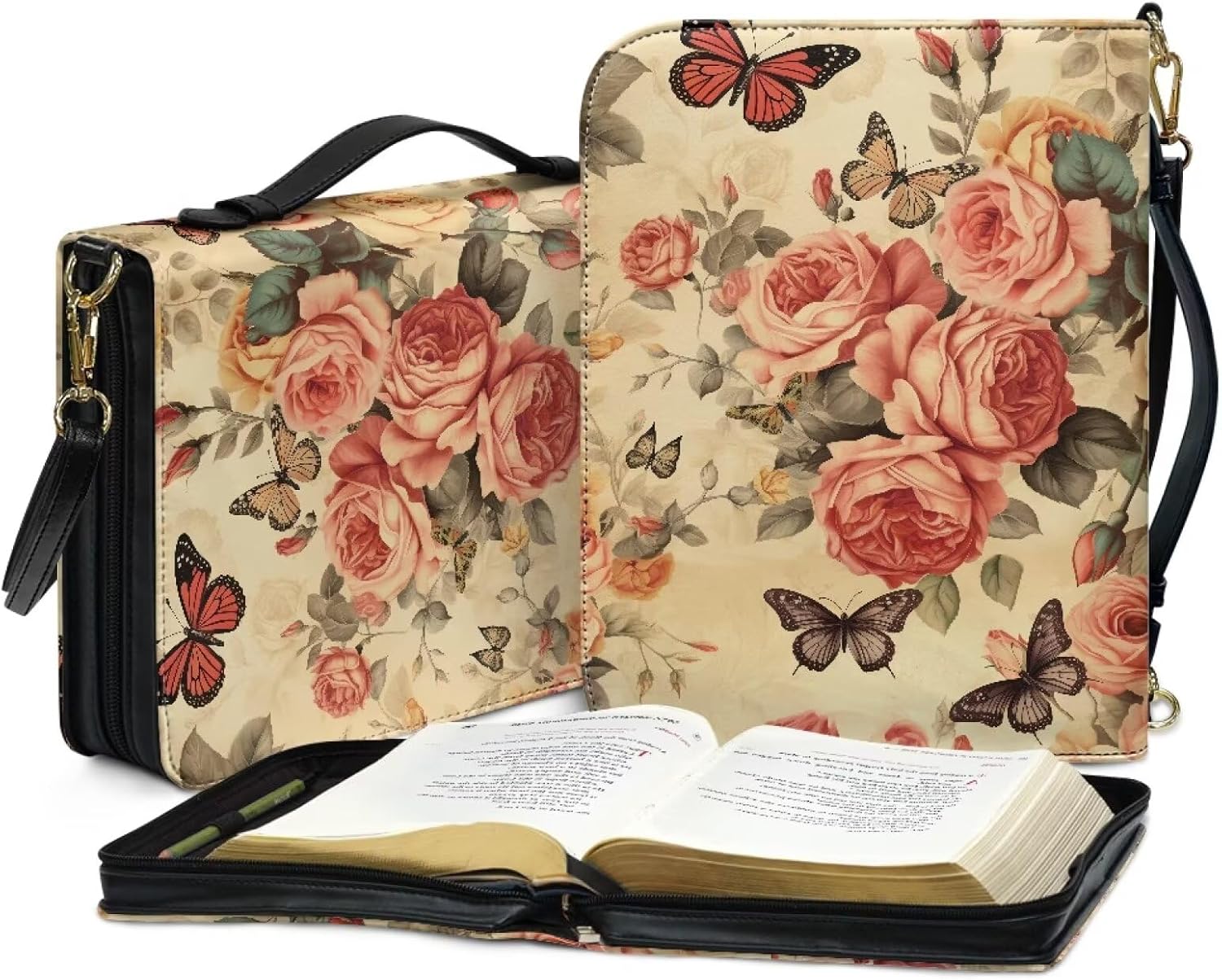 Personalized Bible Cover Case Church Book Cover with Strap,Carrying Book Case Crossbody Bag Bible Protective