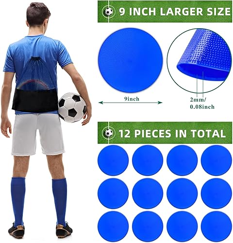 Miniatura 10 de 1224Pcs Poly Spot Markers 9 inch Non-Slip Rubber Agility Training Markers Floor Dots Flat Field Cones for Football Basketball Soccer School Exercise