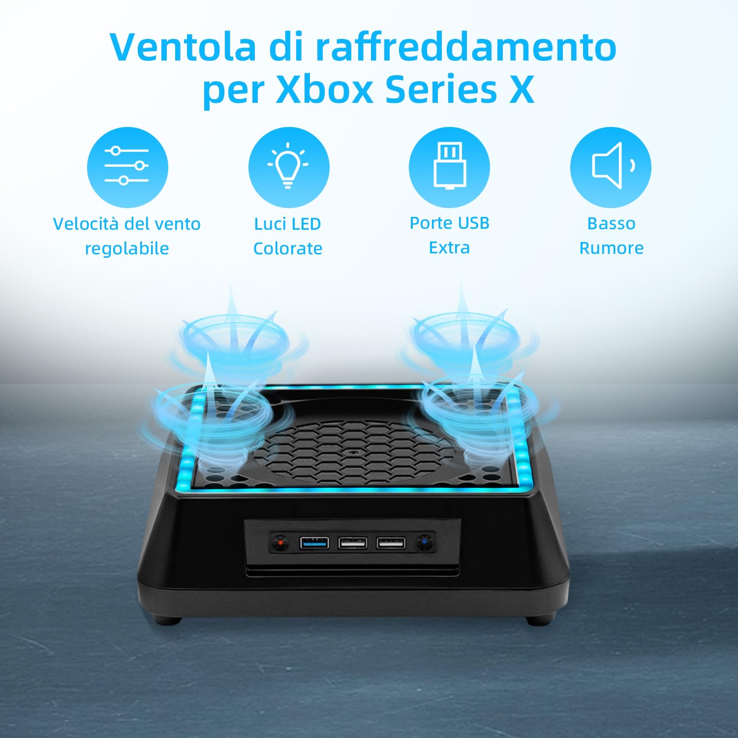 Ventola di Raffreddamento Aggiornata per Xbox Series X, Supporto di Raffreddamento con Indicatore LED e Sistema di Raffreddamento Regolabile a 3 Livelli di Velocità per Xbox Series X