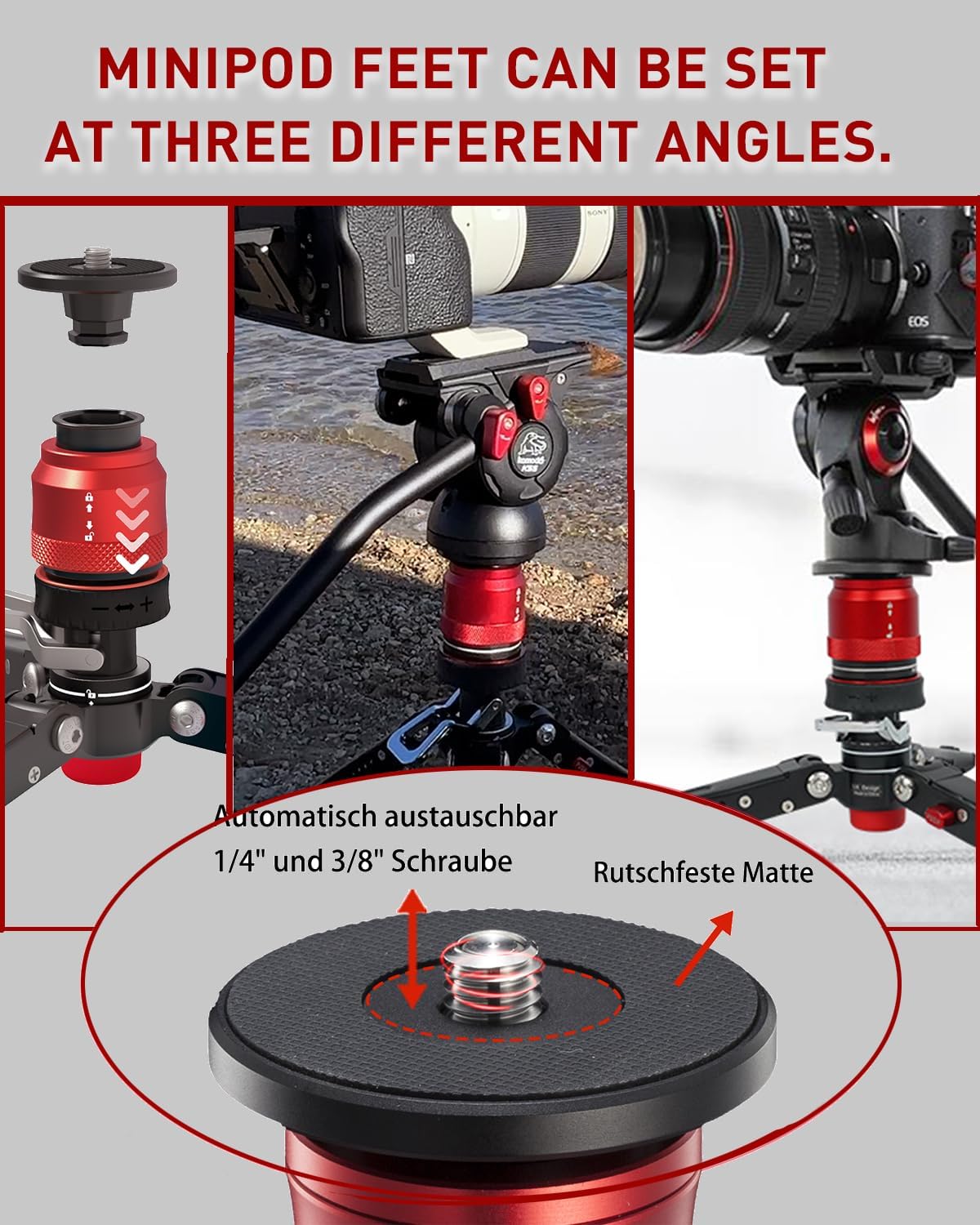 IFOOTAGE Cobra 3 Monopod C180F-P,Komodo K5S Camera Video Head Fluid Head,HV-01, QR Plate,Camera Bracket Horizontal and Vertical Plate