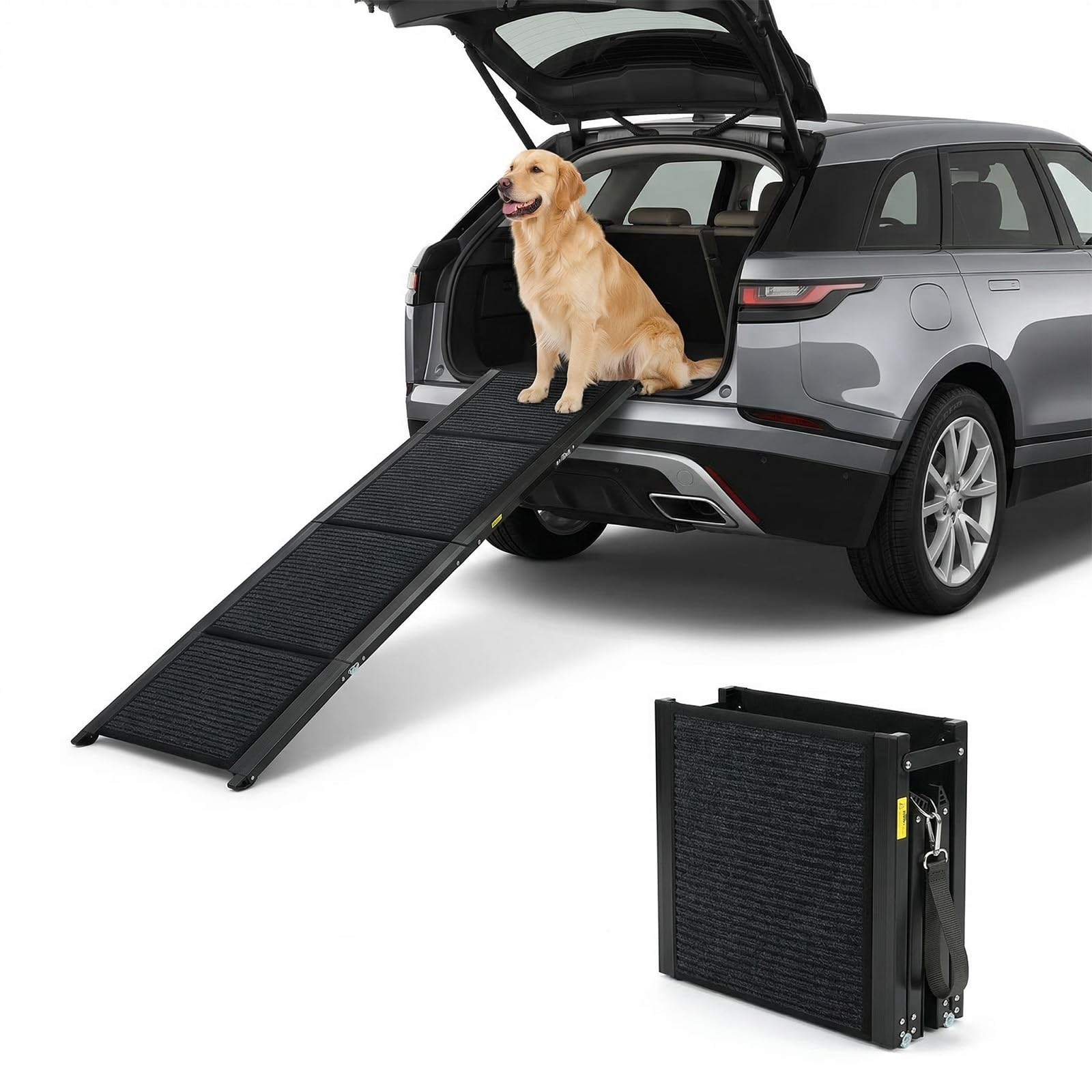 Photo 1 of Imseigo Dog Ramp for Car, SUV & Truck - 63" Long & 17" Wide Portable Folding Pet Ramp with Non-Slip Rug Surface, for Large Dogs Up to 250LBS