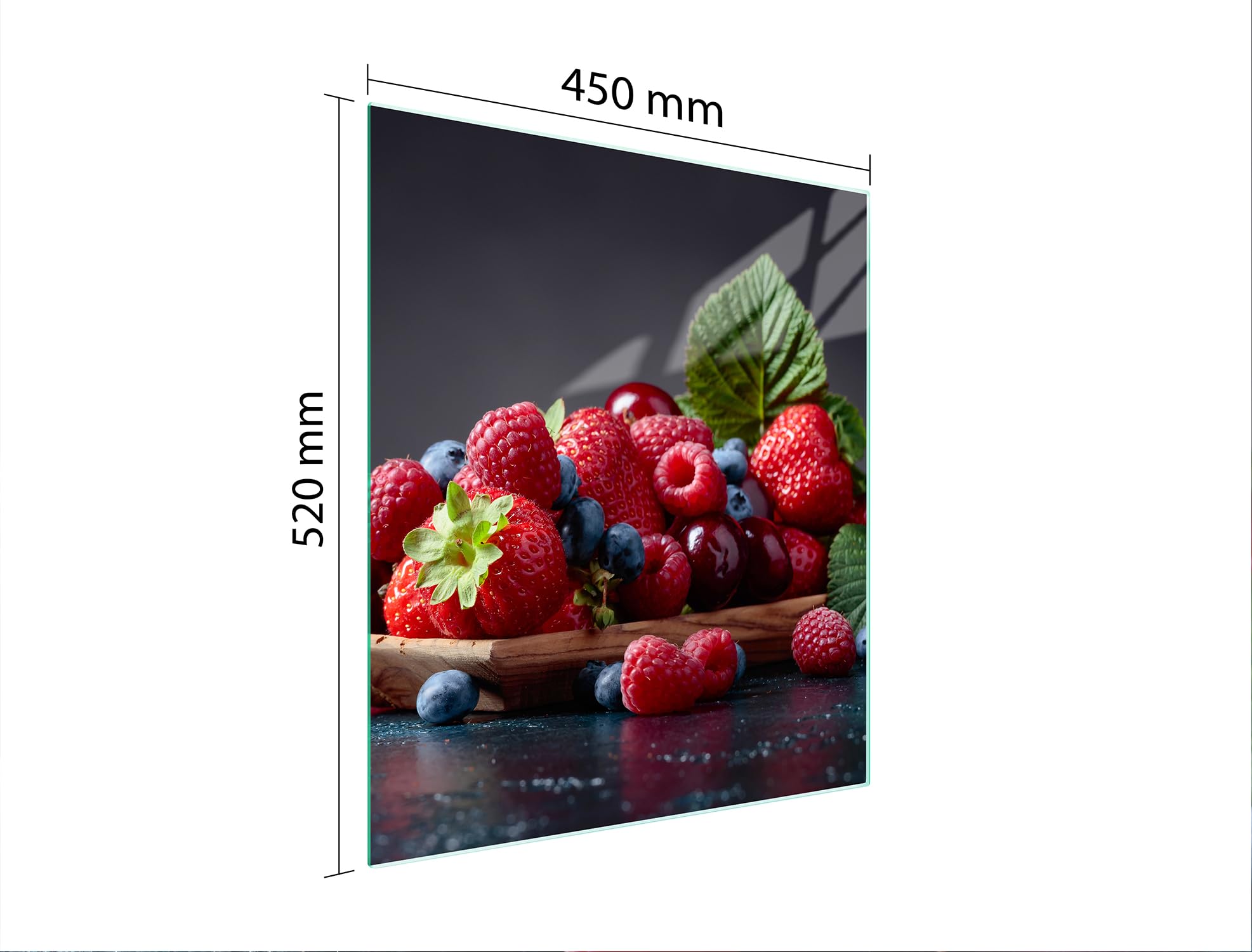 TMK ArtDeko Copri piano cottura induzione 45x52 cm copertura per piano cottura in vetroceramica 1 pezzi universale per piastre di cottura paraspruzzi tagliere in vetro temprato, frutta