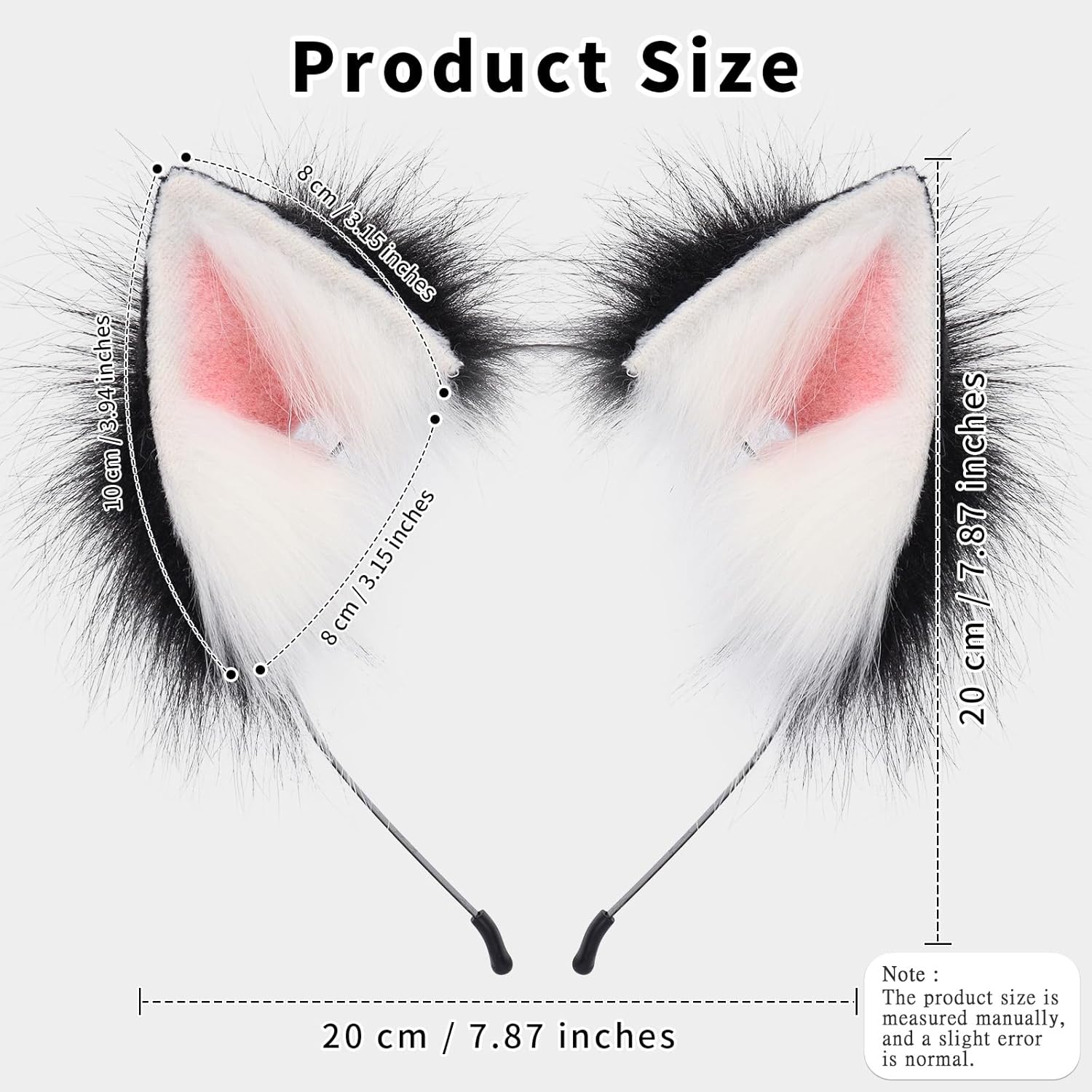HAOAN Handmade Faux Fur Animal Cat Ears Headband Furry Fox Wolf Hairhoop Headwear Costume Accessory - Image 3