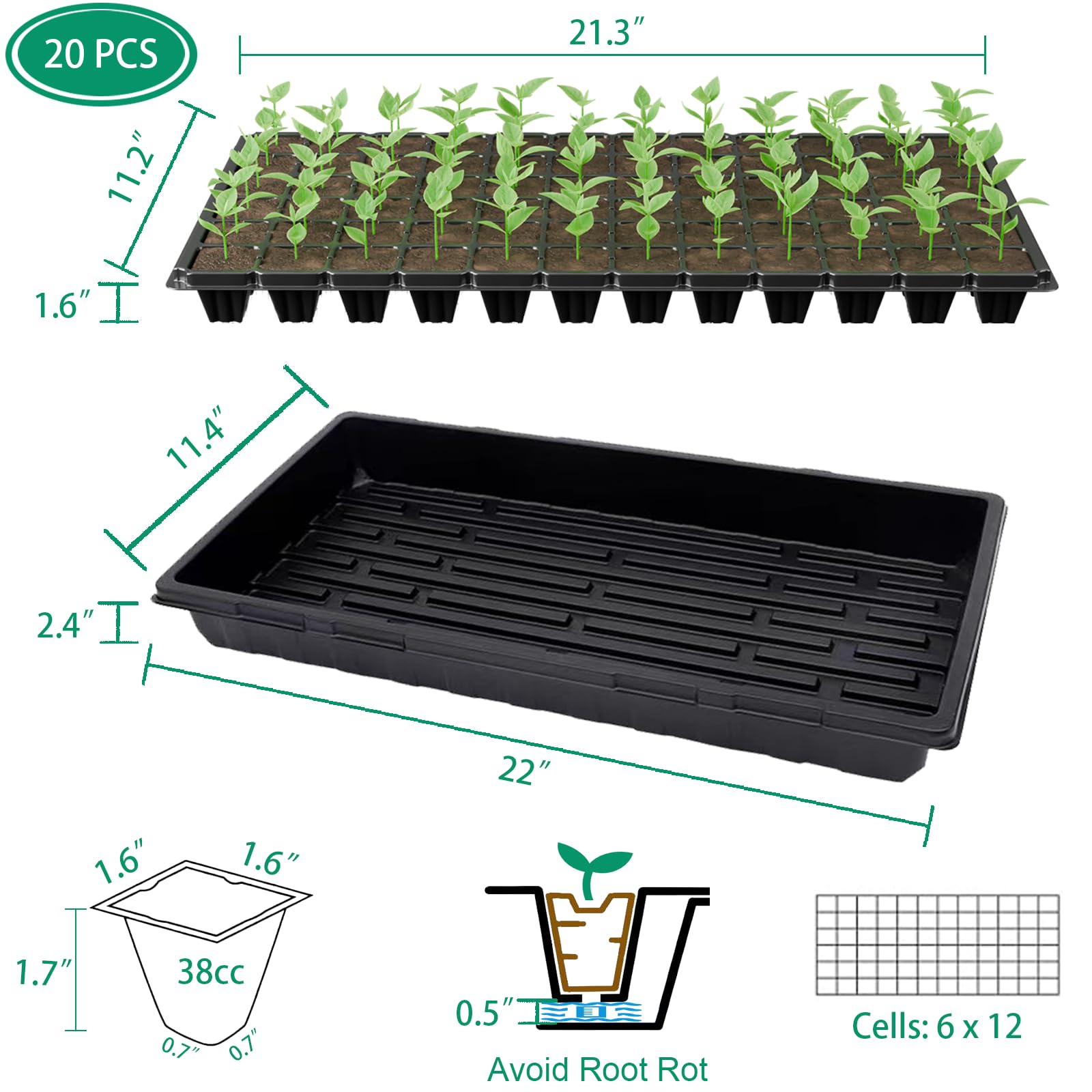Seedling Packing Snapklik.com : Tectsia 20 Pack 1020 Seed Starting Trays No Holes And 72 ...