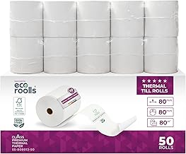 Thermal Rolls / Receipt Rolls / Till Rolls 80 mm x 80 m x 12 mm (80 x 80 x 12) for All Standard Thermal Paper Cash Receipt Printers - BPA Free (B: 80 mm - Diameter 80 mm x 80 m - Pack of 50)
