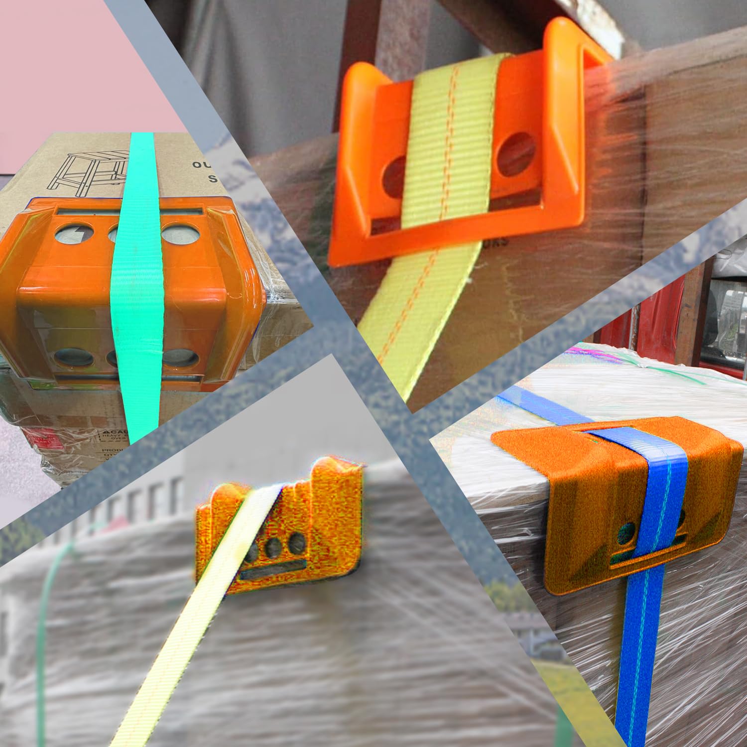 Confezione da 24 protezioni per bordi piatti da 10,2 cm, protezioni angolari in plastica resistente per carichi di rimorchi a pianale, compatibili con cinghie a cricchetto e verricelli da 10 cm