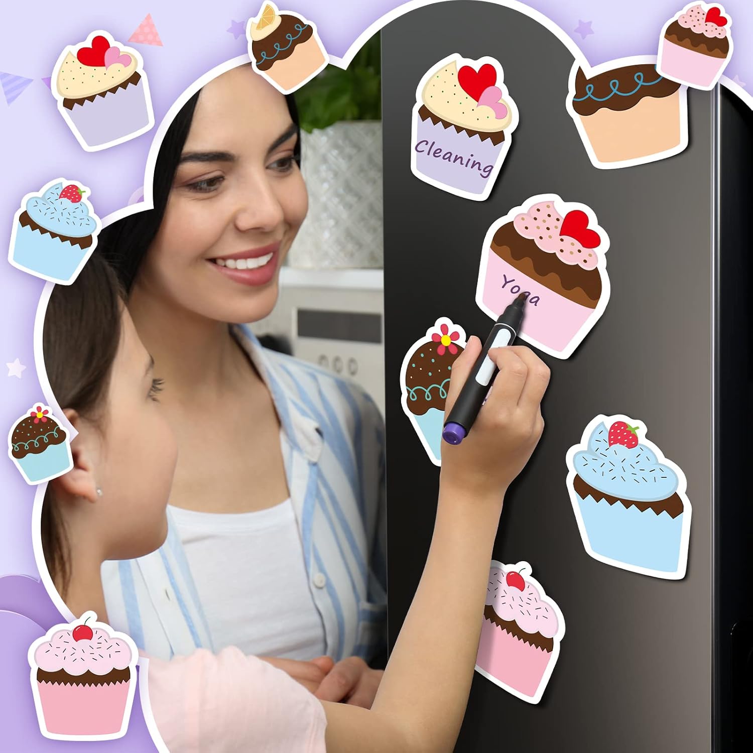 18 Packs Cute Self Sticky Notes Cupcake Shaped Sticky Notes Kawaii Notepads for School Classroom Quote Wall Home Office Students Girly Office Supplies Girl Party Favors Gifts Bookmarks, 6 Styles - Image 6