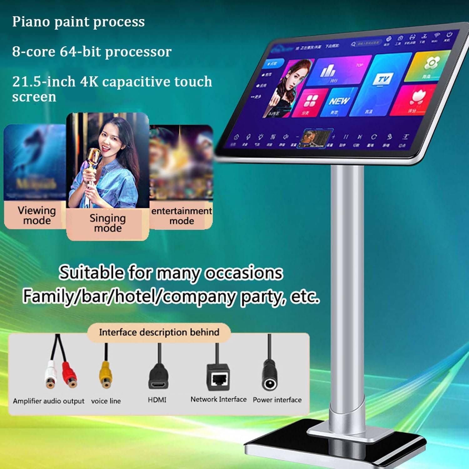 Máquina Karaoke,Reproductor Karaoke,Reproductor Karaoke Chino para Cantar En Ktv,con Micrófono Inalámbrico Reverberación,para Fiestas En Casa 4T
