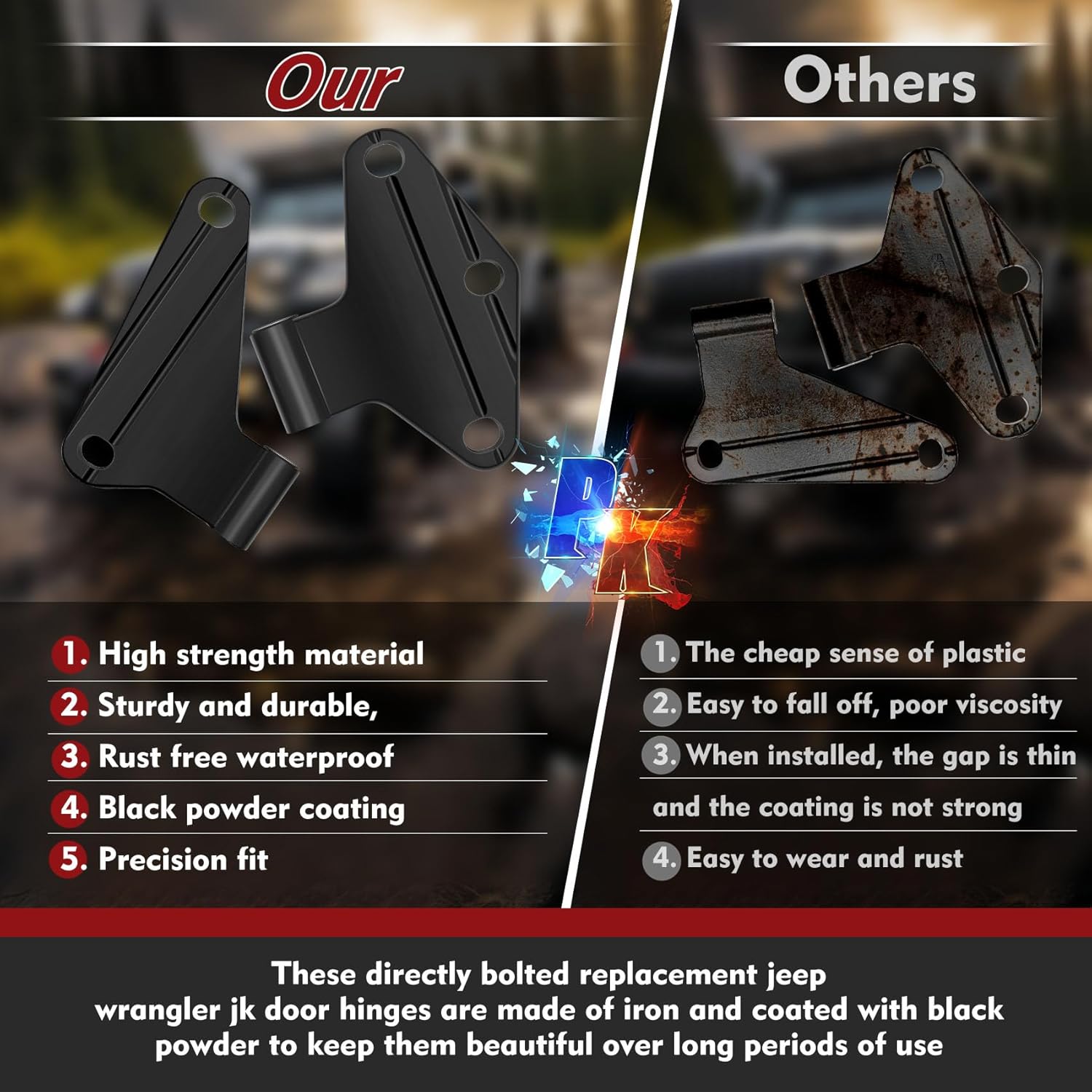 Jeep Wrangler JK Interior 4 Door Hinge Assembly Kit Compatible with 2007-2018 Jeep Wrangler JK JKU Rubicon Unlimited Sahara (Inner 4-Doors), Jeep Wrangler JK Inner 4 Door Hinge 8PCS with 20 Bolts