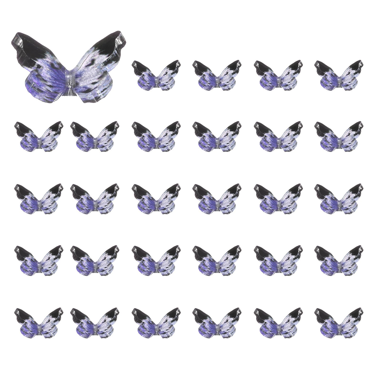 CoCud Mini Resin Butterflies, 8mm Length, Resin Miniature Dollhouse Accessories Blue Black