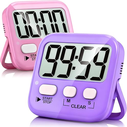 Miniatura 20 de Antonki Paquete de 2 temporizadores digitales para niños, temporizadores de cocina magnéticos de cuenta regresiva para cocinar, huevos, aula,