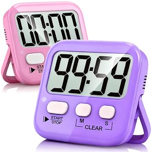 Antonki 2 Pack Digital Timer for Kids Magnetic Countdown Kitchen Timers for Cooking Egg Classroom Teacher Exercise Study