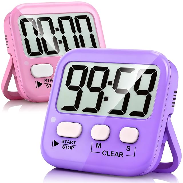 Antonki 2 Pack Digital Timer for Kids Magnetic Countdown Kitchen Timers for Cooking Egg Classroom Teacher Exercise Study