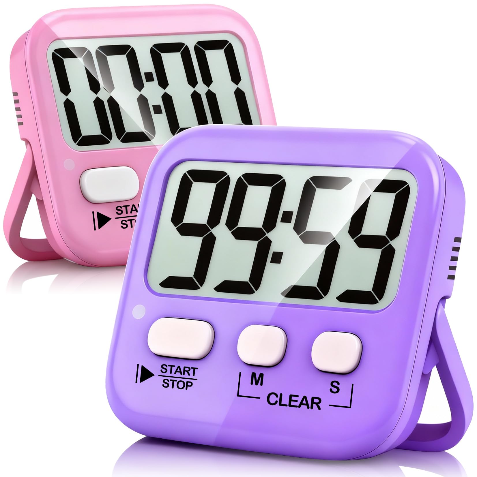 Antonki 2 Pack Digital Timer for Kids Magnetic Countdown Kitchen Timers for Cooking Egg Classroom Teacher Exercise Study