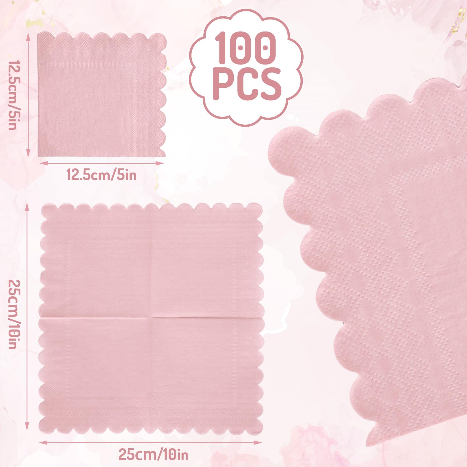 Whaline Cocktail-Servietten, Knallpink & Gewellt – Perfekt Für Deine Nächste Party! 100 Stück, 12,7x12,7 Cm