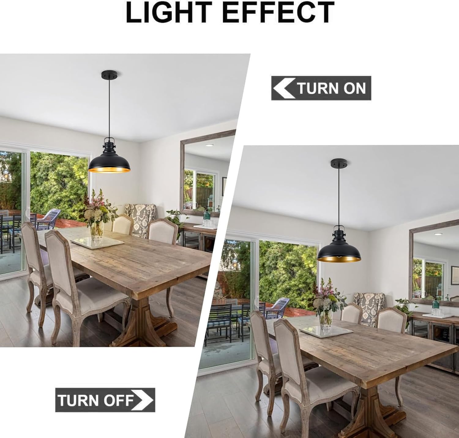 Refice 3 Pack Farmhouse Pendant Lights Black Pendant Lighting for Kitchen Island Adjustable Height Dome Hanging Lights for Barn, Dining Room