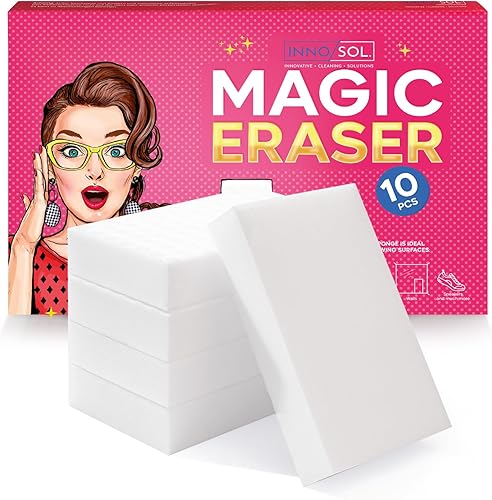 Innosol Magic Eraser for Cleaning, 10 Units Magic Sponge Cleans Walls, Floors, Furniture and Multitude of Surfaces Multi-Purpose Cleaner with Water