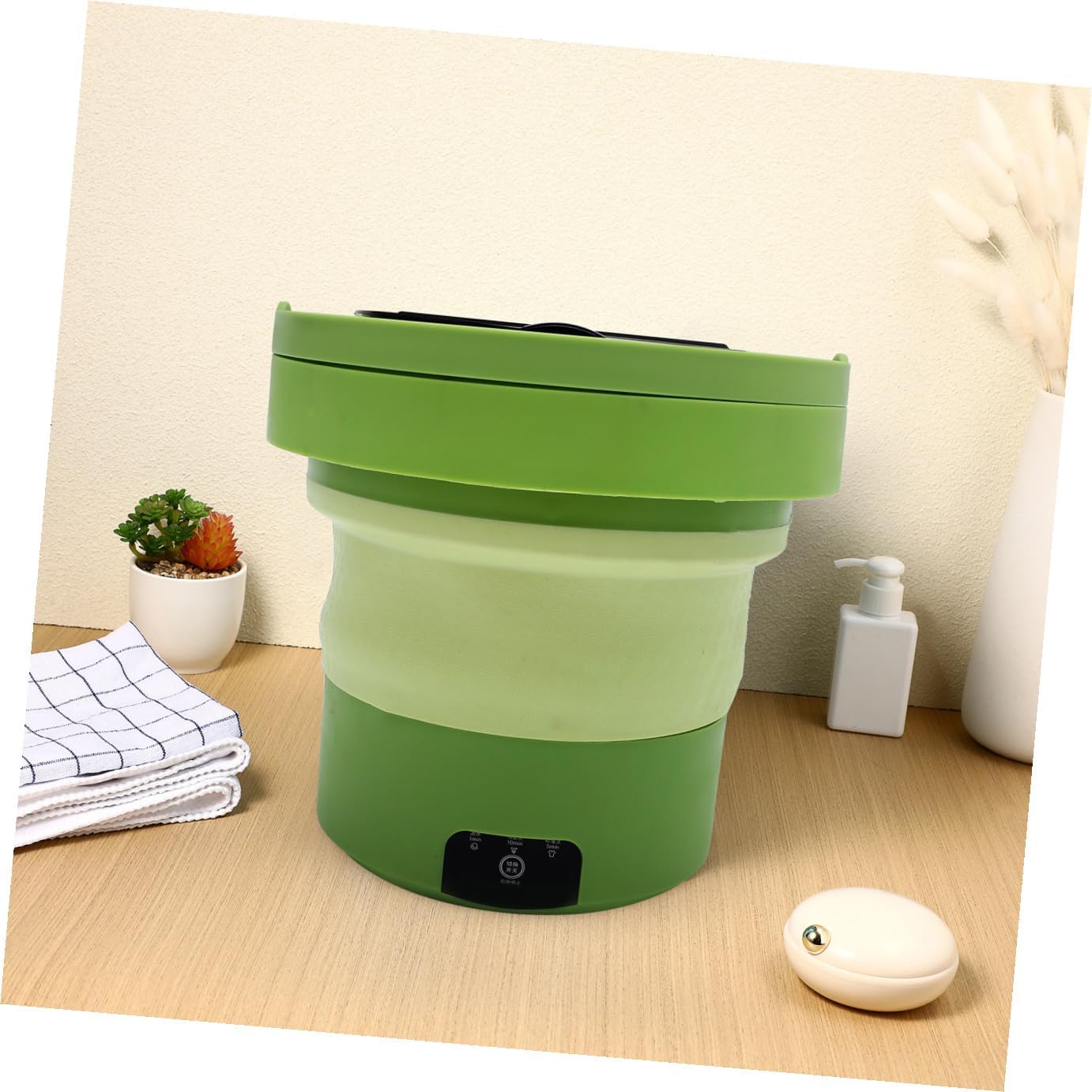 NUOBESTY Portable Foldable Washing Machine 6l with Spin Dryer, Compact Portable Laundry Machine for Travel, Dorm, Apartment, and Camping – US Plug, Green