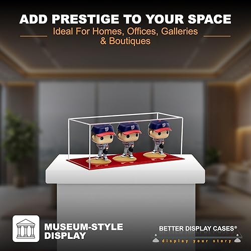 Vista 436 de Better Display Cases Versátil vitrina de acrílico transparente - Caja rectangular grande con base blanca 18" x 12" x 3" (BK09)