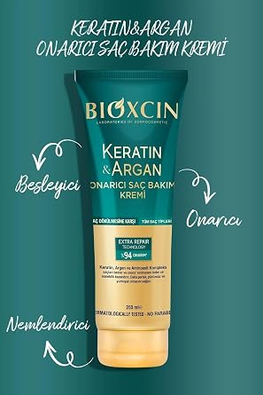Bioxcin Keratin & Argan Onarıcı Şampuan 300ml + Keratin Argan Saç Bakım Yağı + Saç Kremi+Onarıcı SıvıYağ
