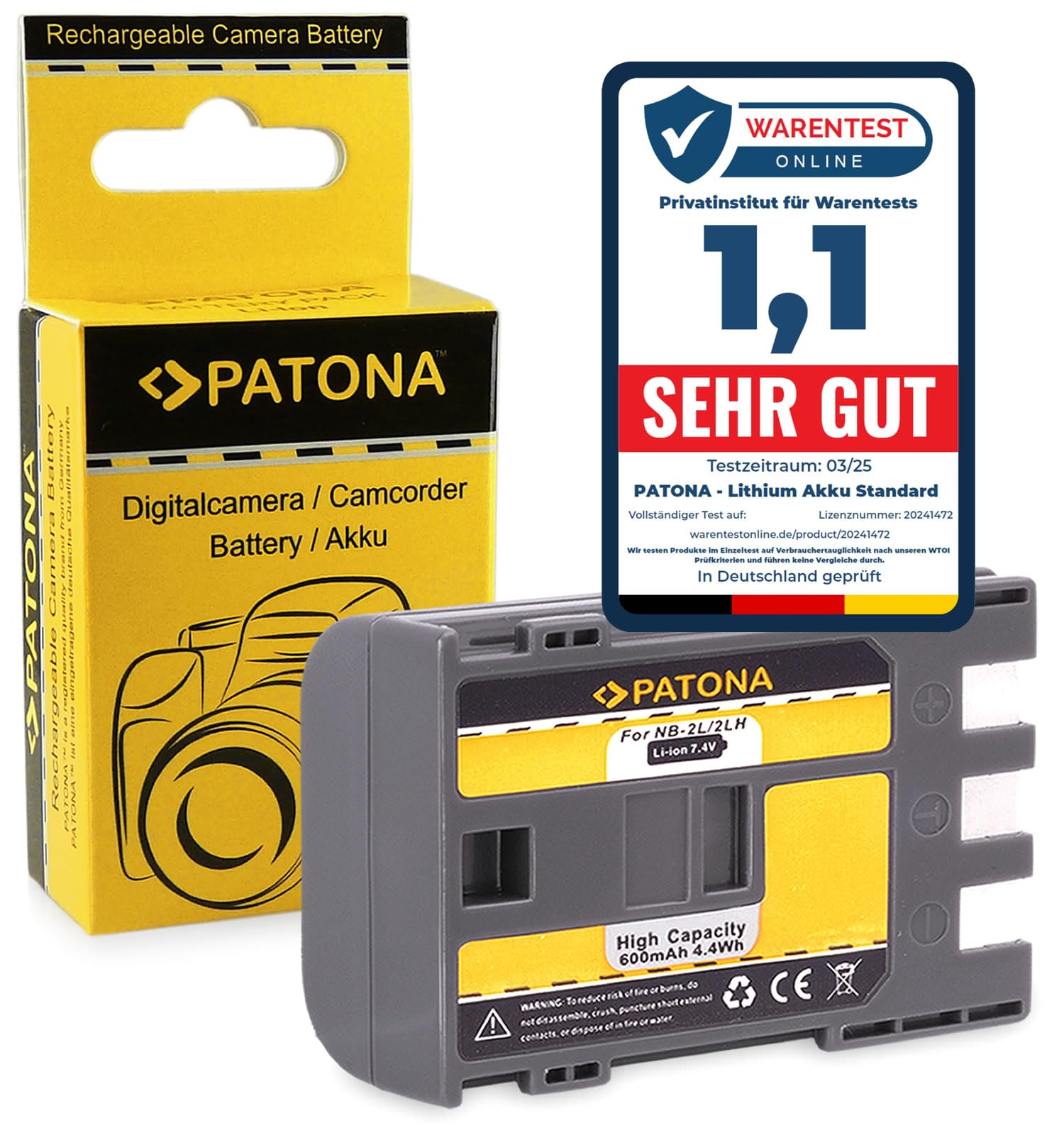 Batteria PATONA NB-2L 600mAh Per Canon - Compatibile Con EOS 350D, PowerShot G7 E Altri - Foto 10