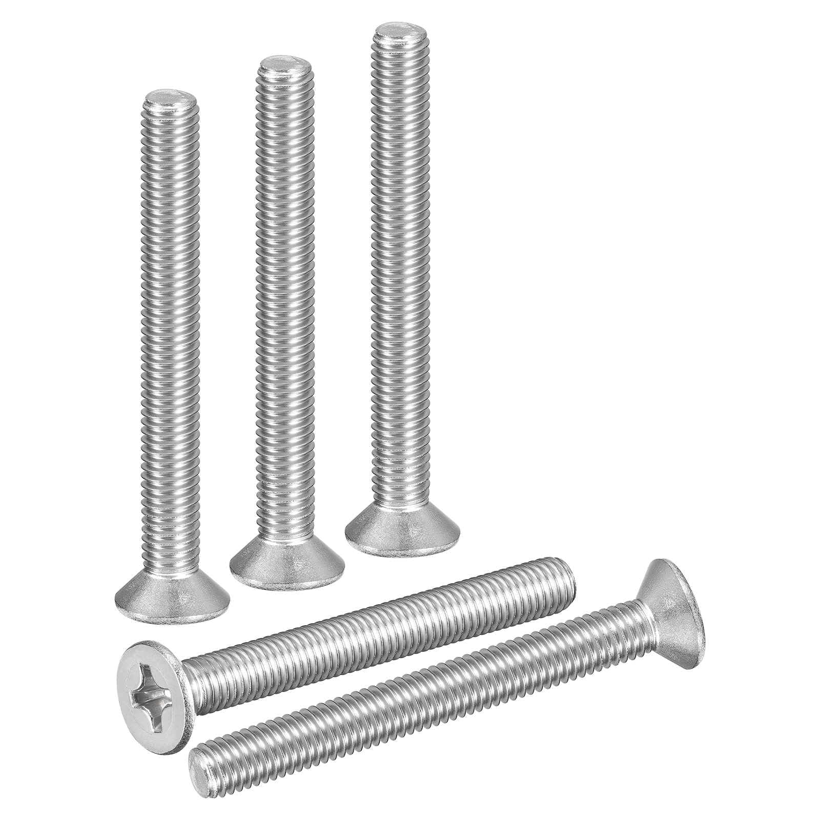 DTGN M8-1.25x75 Flat Head Countersunk Machine Screws - 5pcs - Good for Furniture and Machinery - 304 Stainless Steel Phillips Machine Screws Bolts - Silver — image 1