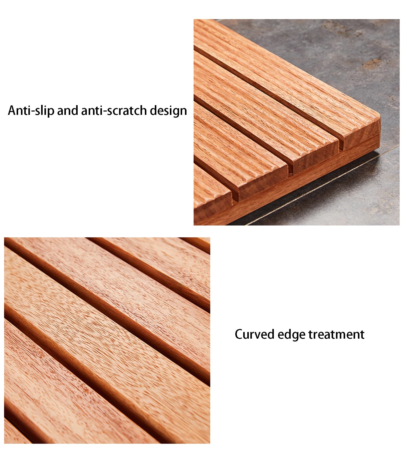 Alfombrilla de baño de madera antideslizante para sauna y baño, alfombrilla de madera natural, color marrón, 40 x 60 cm